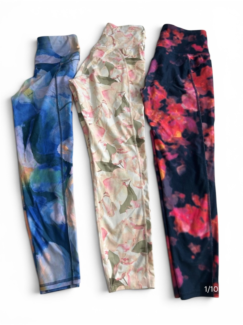 Bundle of 3 Leggings, Soft Floral (apana) 2 Vibrant Color (DSG) Sz: Small